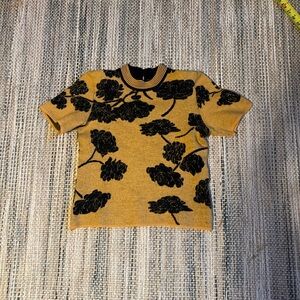Floral Patterned Shirt - Black and Tan